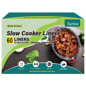 Syntus slow cooker liner 60-count box keeps the pot clean during meals.