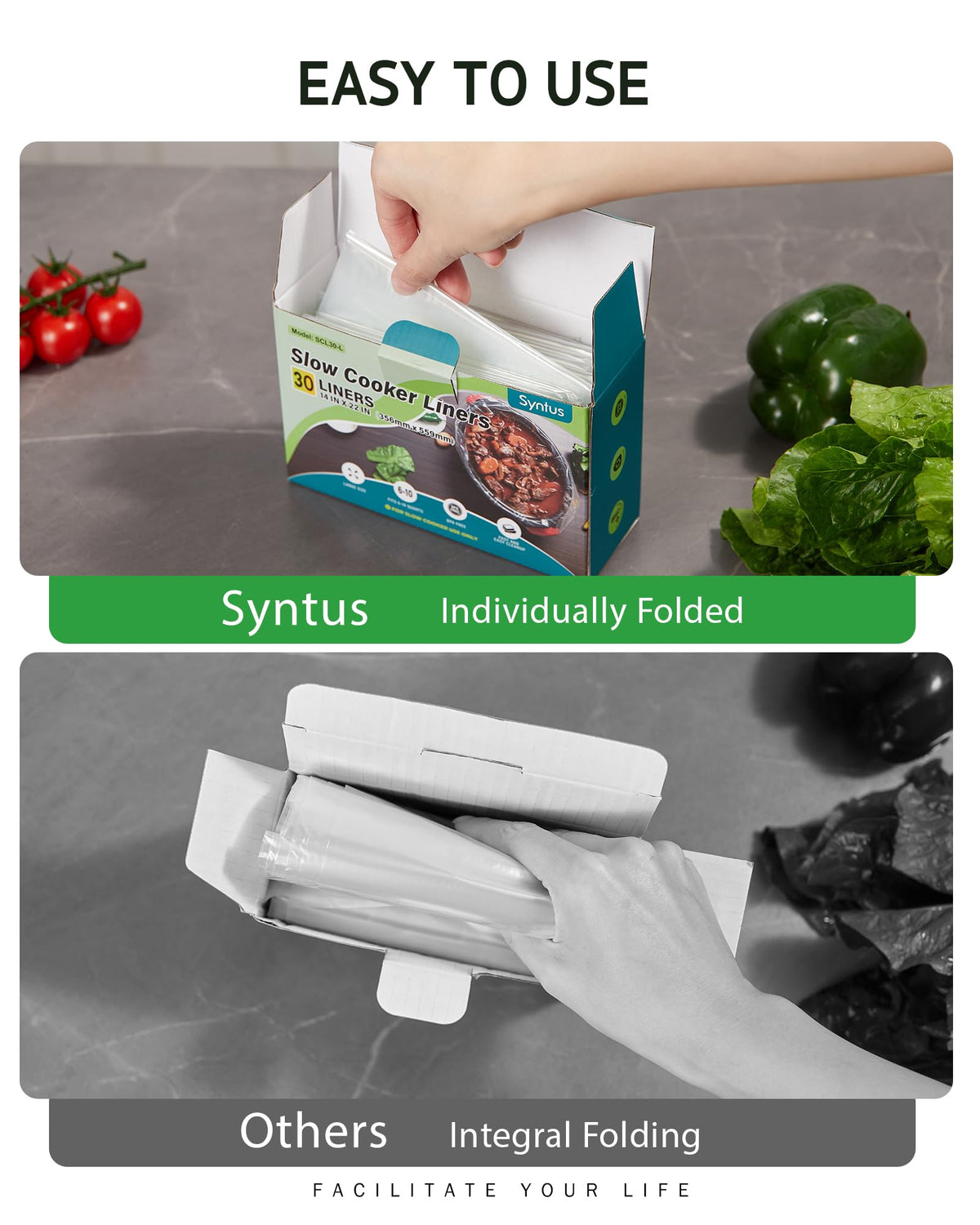 Syntus three-step setup speeds meal prep and cleanup.