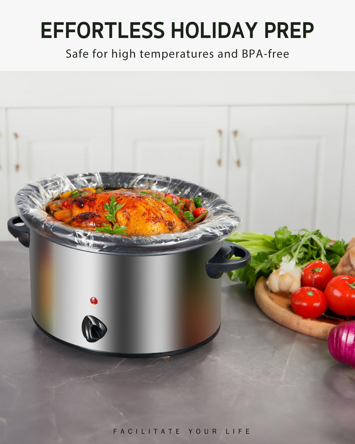 Syntus three-step setup simplifies cooking with liners.
