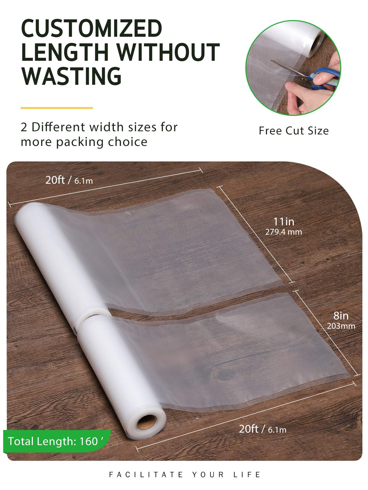 Syntus vacuum bag roll 8x20 inch, versatile for meals and leftovers.