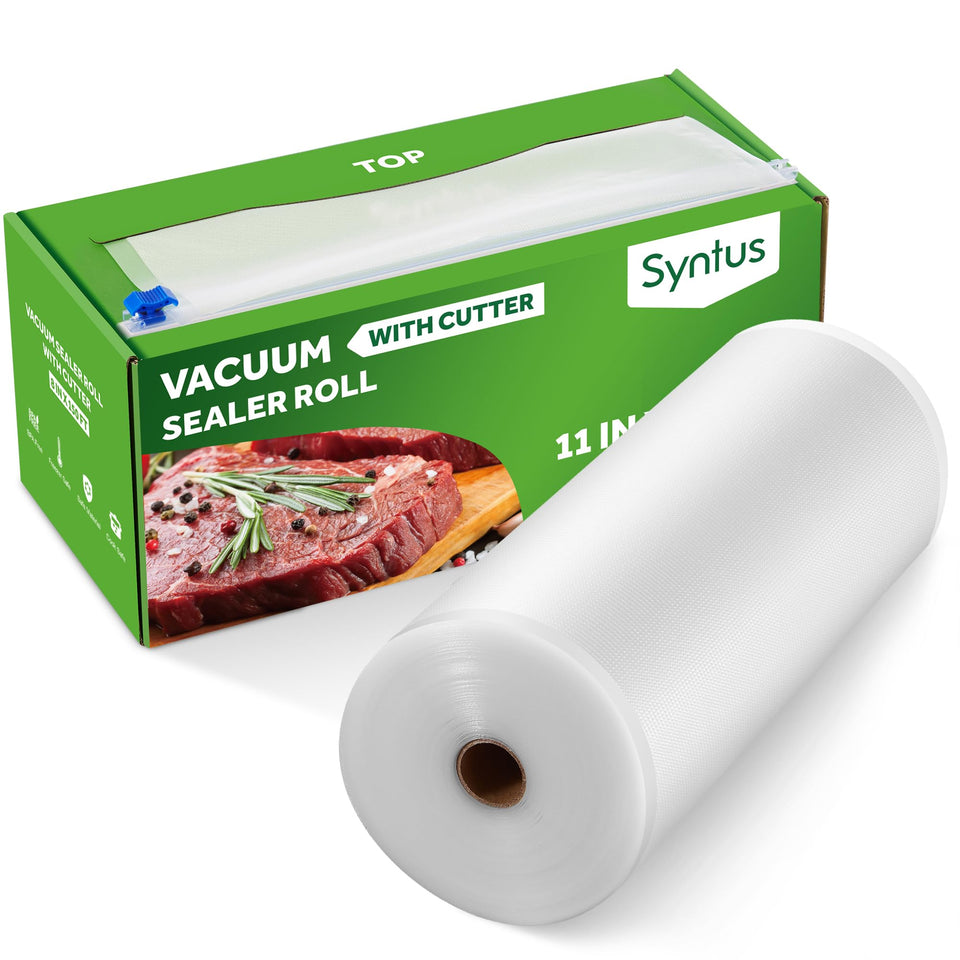 Syntus vacuum roll keeper with cutter on box delivers precise cuts and easy setup.