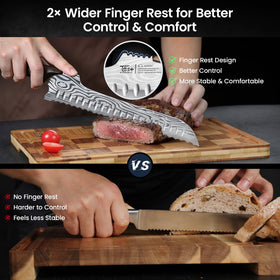 SYOKAMI dimpled blade reduces sticking for smoother slices