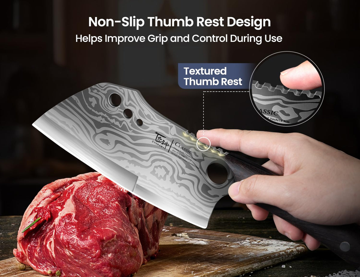 SYOKAMI ergonomic wood handle provides secure grip even with wet hands.