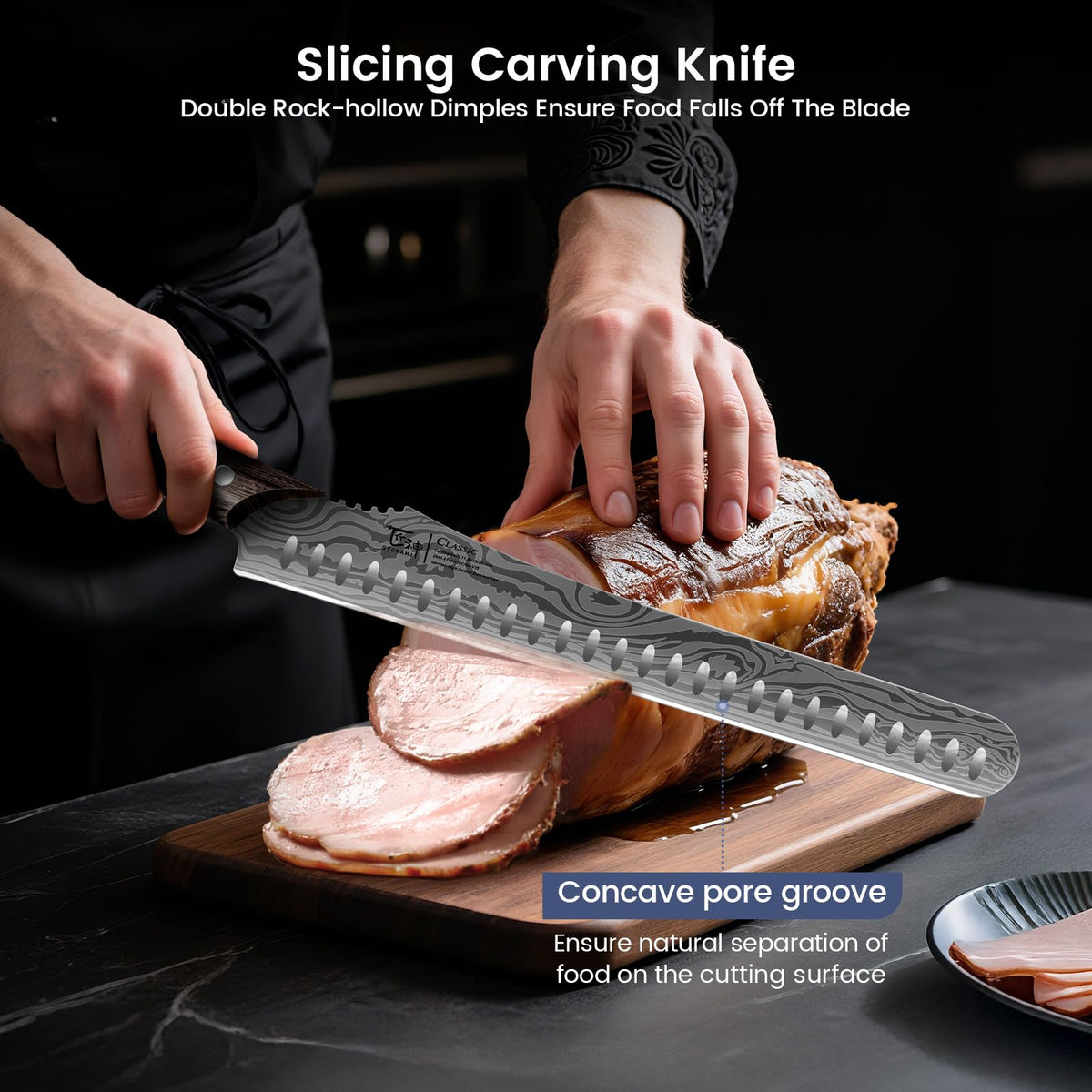 SYOKAMI full-tang wood handle knife with secure grip