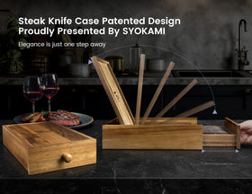 SYOKAMI high-carbon stainless blade close-up highlighting a sharp edge for clean slices.