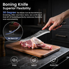 SYOKAMI hollow-dimple slicing knife reduces drag and sticking