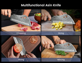 SYOKAMI knife in action showcasing versatile slicing and dicing