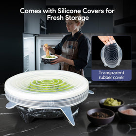 SYOKAMI No Rock Powder silicone caps on the rim enable air-tight fridge storage and preserved flavors