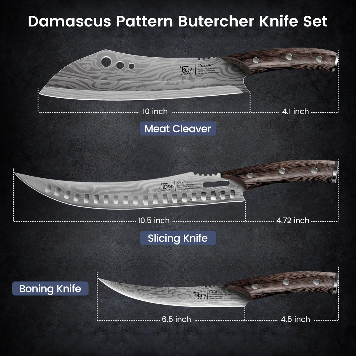 SYOKAMI triple riveted handle for secure and balanced control