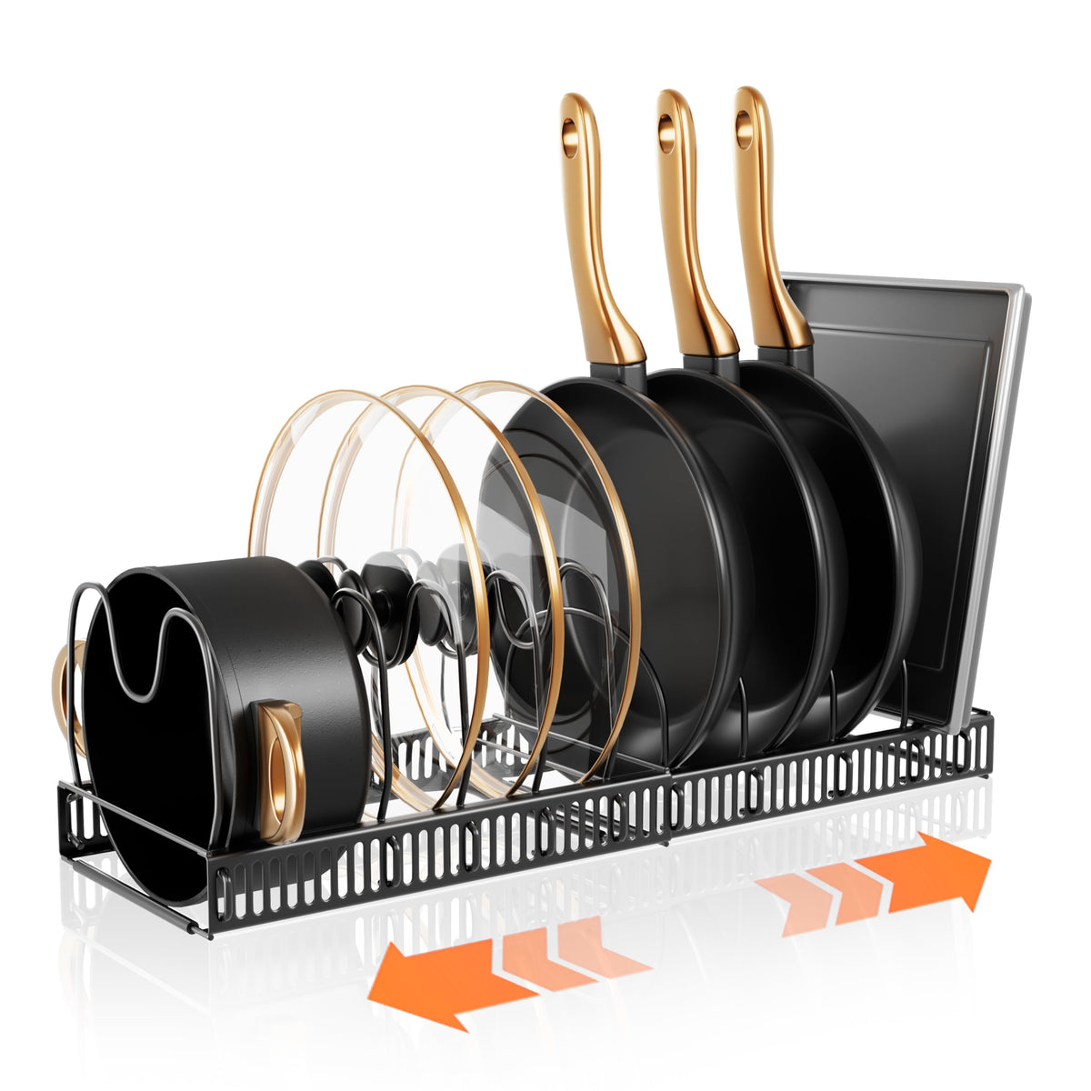 SYOOUYRE pots organizer under cabinet keeps cookware neatly spaced for quick access
