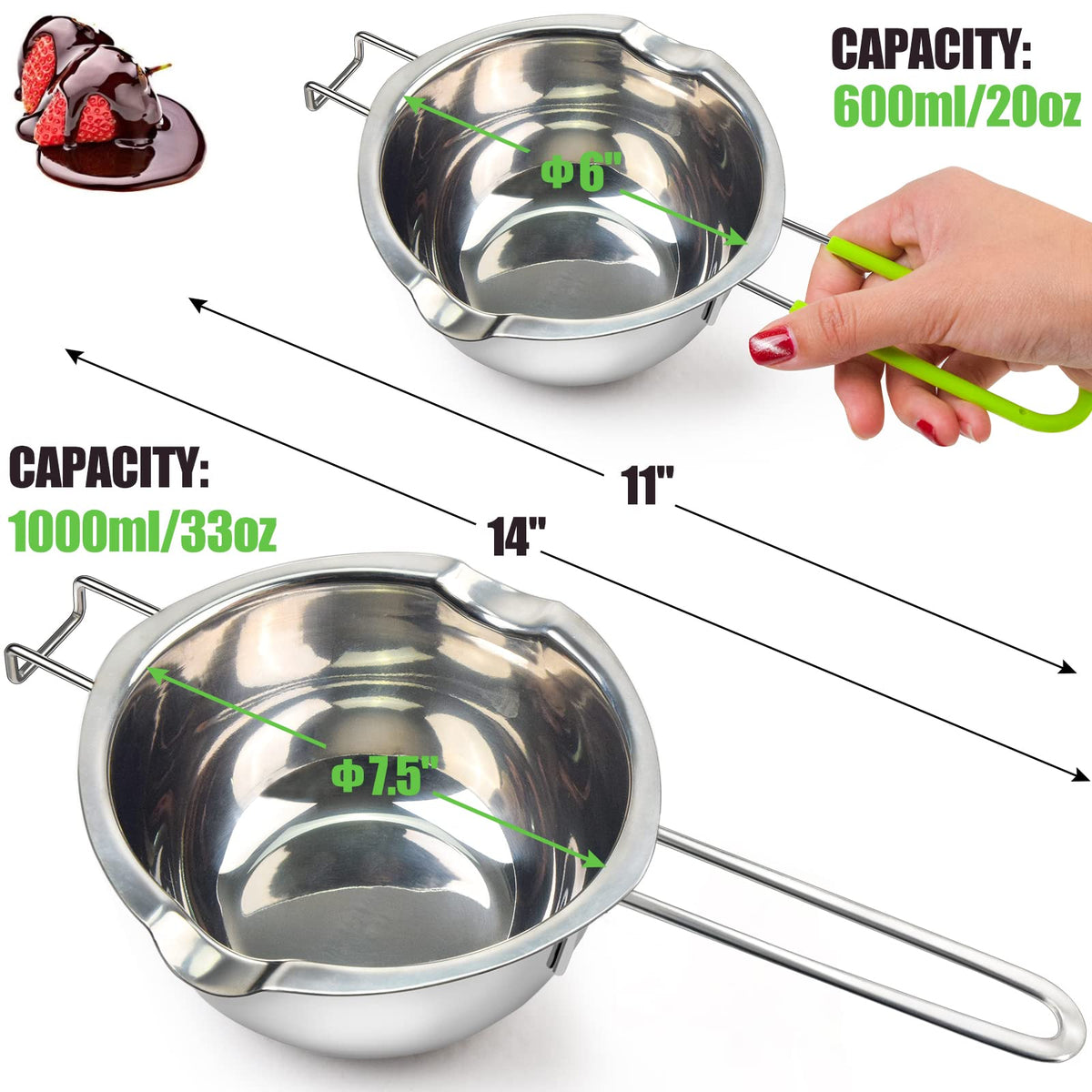 Sysmie 600ml double boiler pot ideal for small-batch melting and delicate tasks
