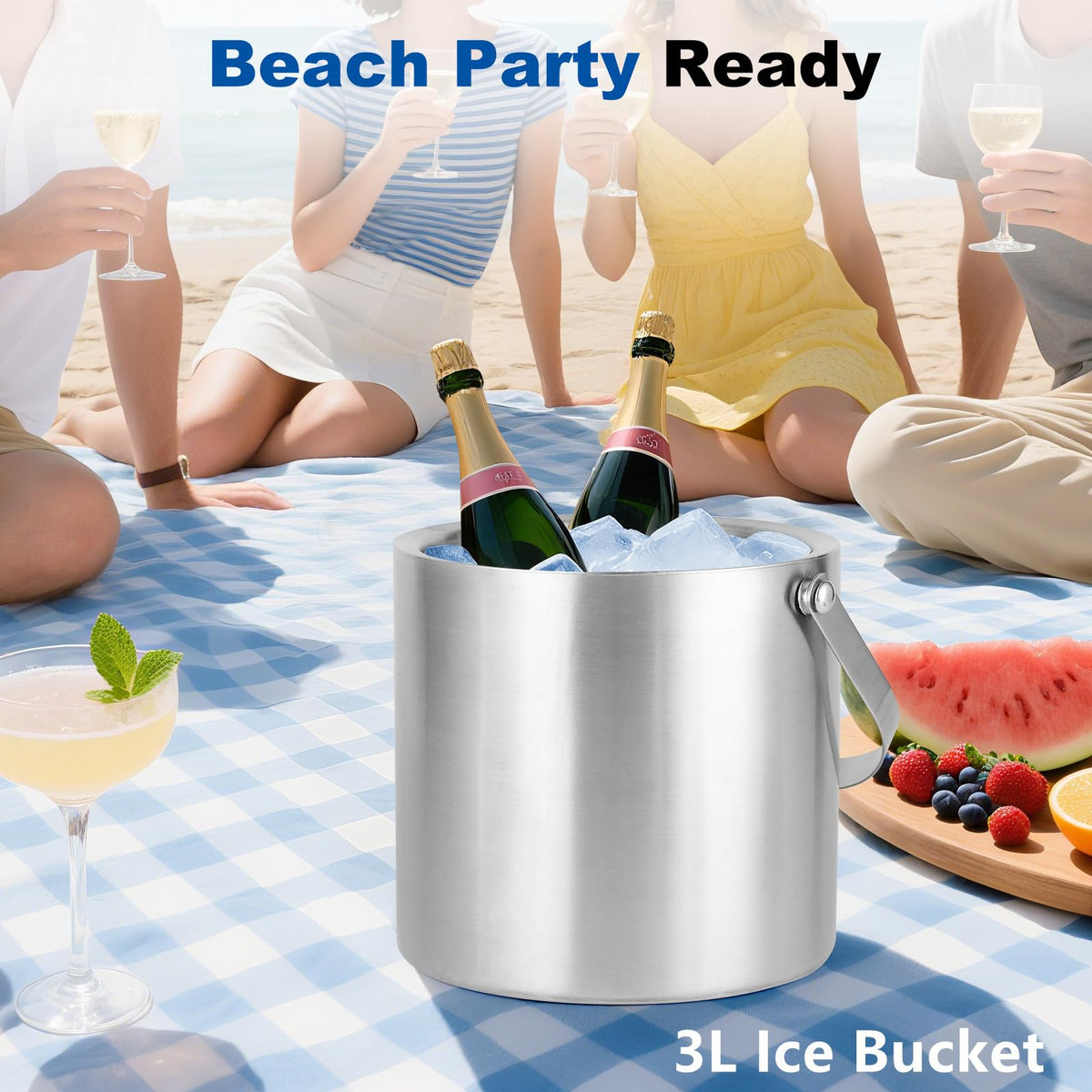 SYTOIGH sturdy double-wall ice bucket closeup shows durable construction