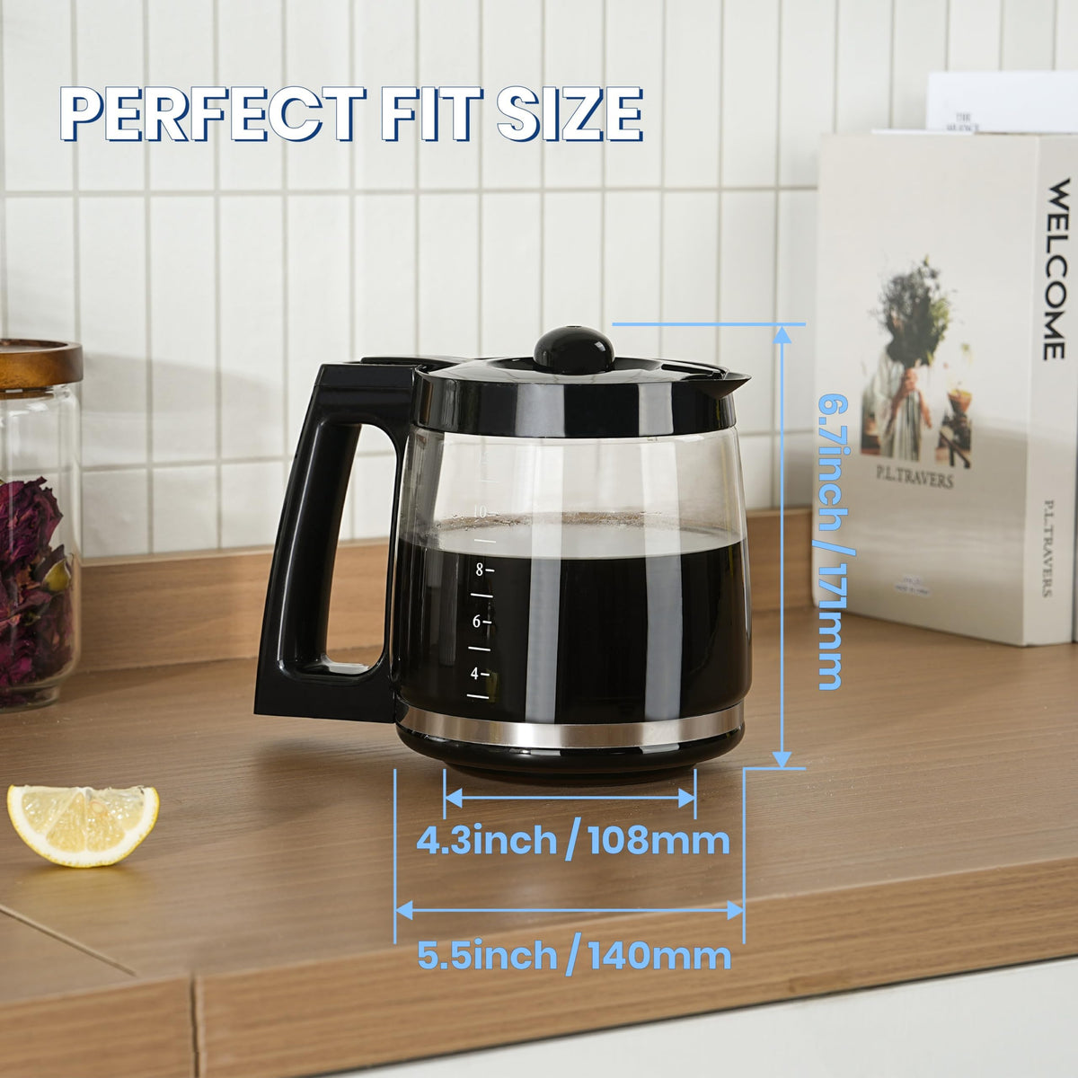 Elegant kitchen fit with durable glass design for everyday brews.