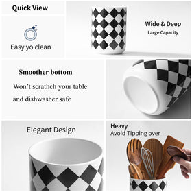 Easy-clean glaze on SYXUPUMI ceramic utensil crock for daily use.