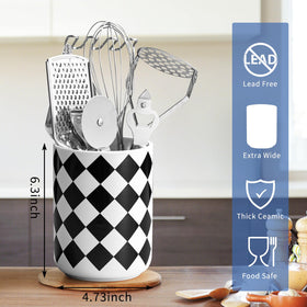 SYXUPUMI checkered ceramic holder adds chic kitchen decor and storage.