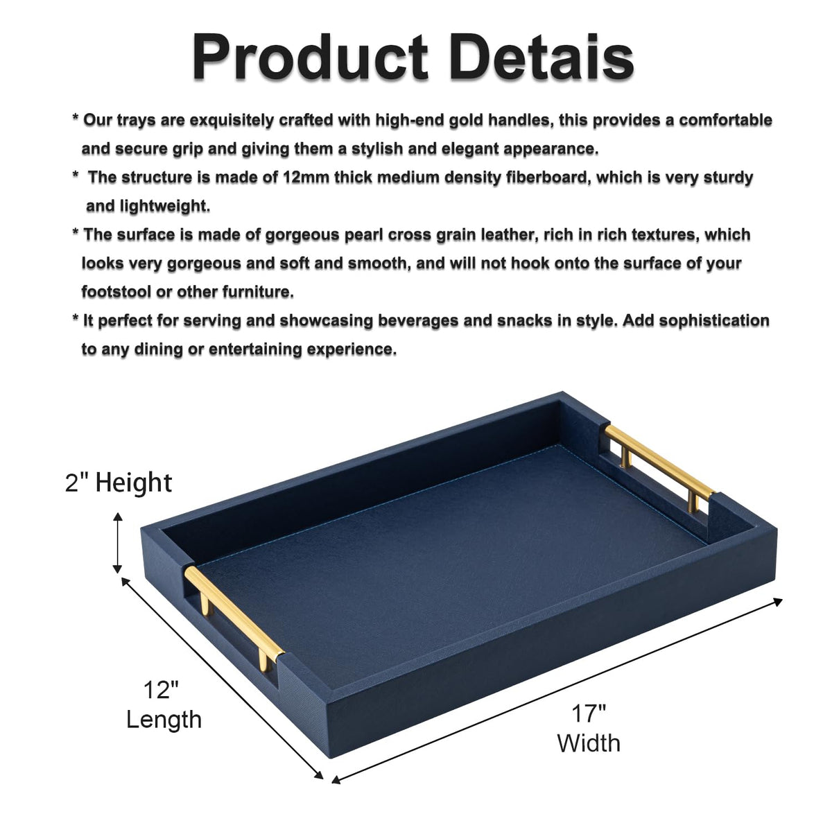 SYYSY navy blue tray decor in living spaces adds refined ambience
