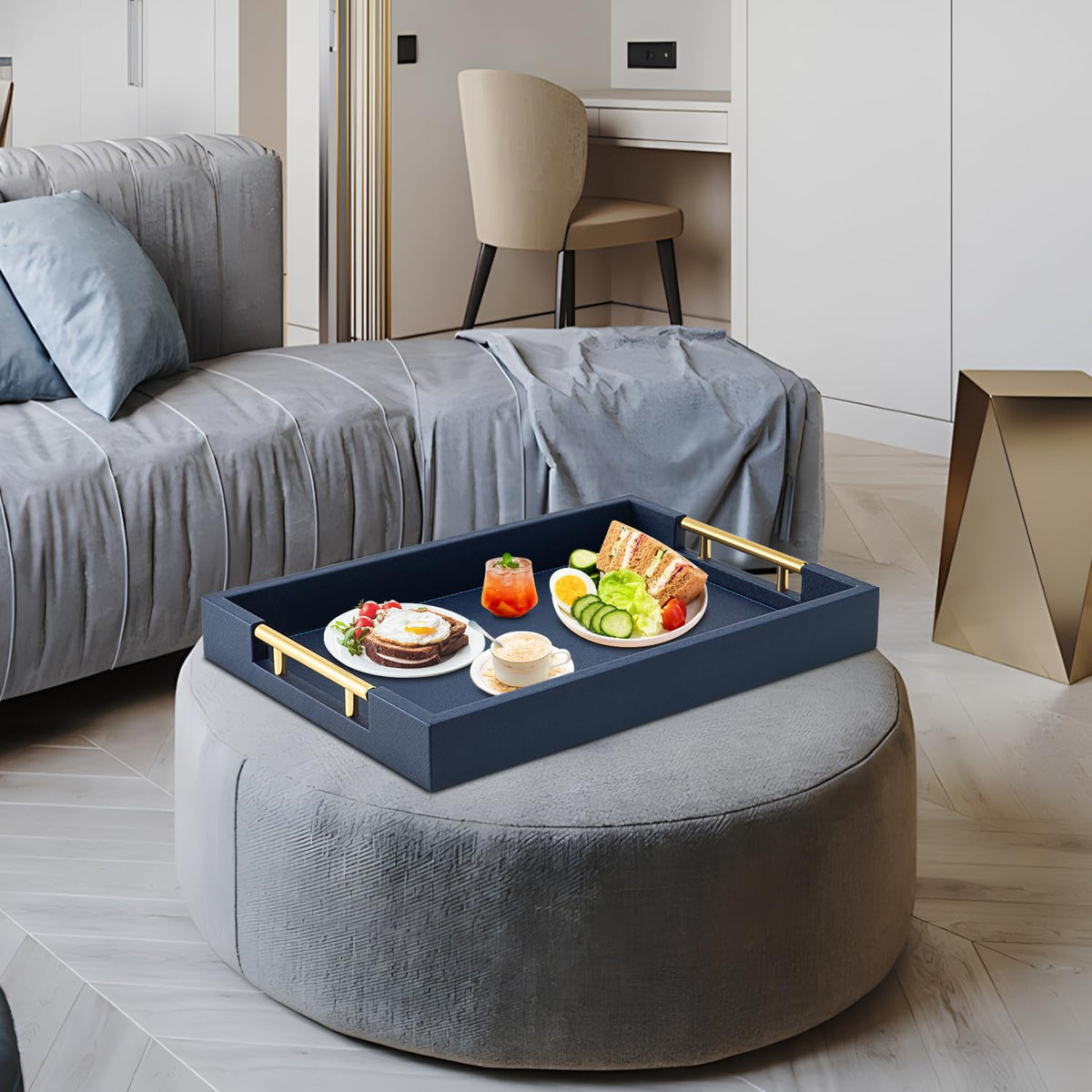 SYYSY navy blue tray spill-resistant surface enables quick cleanup