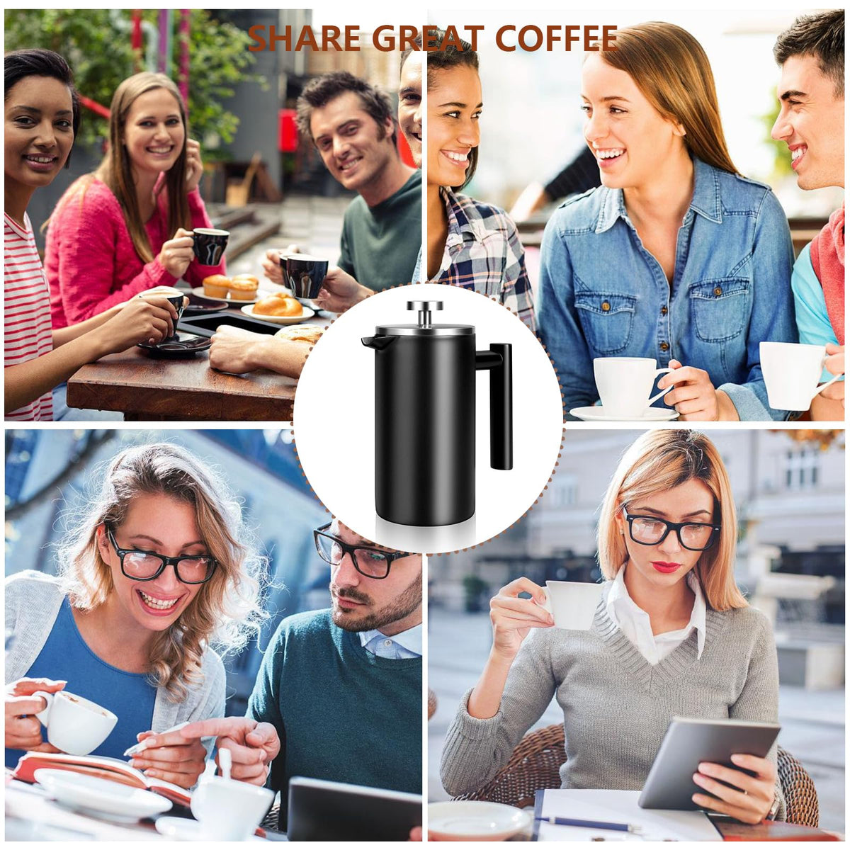 SZHETEFU loose tea-capable French press for fragrant brews.