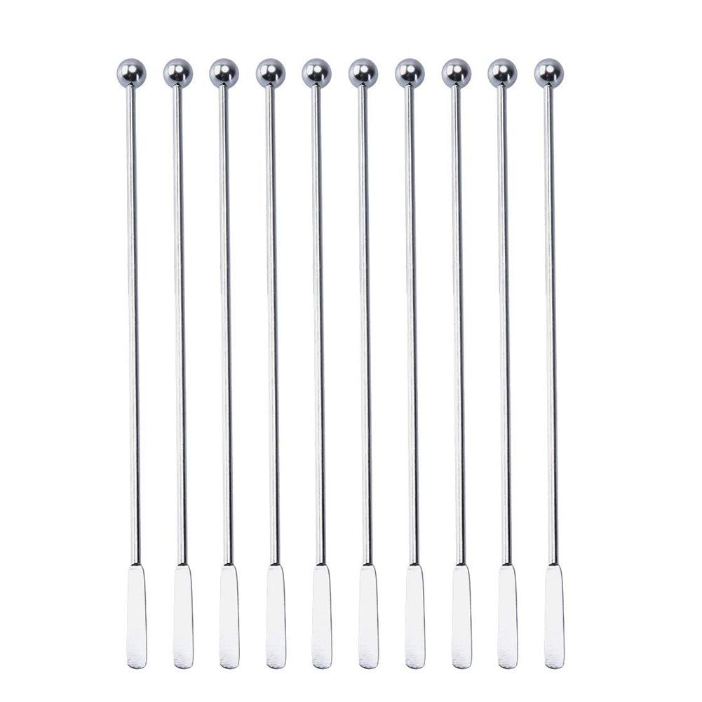 SZLFSX stainless steel stir stick 7.4 inch for cocktails and coffee, reusable and dishwasher safe.