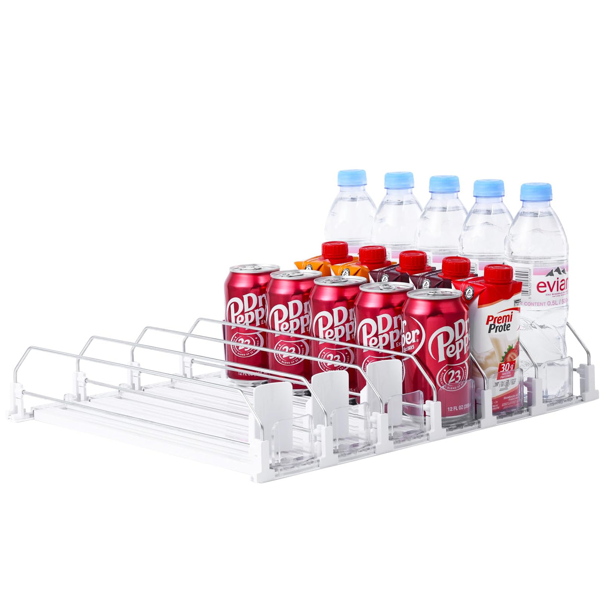 SZNLZQ fridge drink organizer with pusher glide keeps drinks accessible