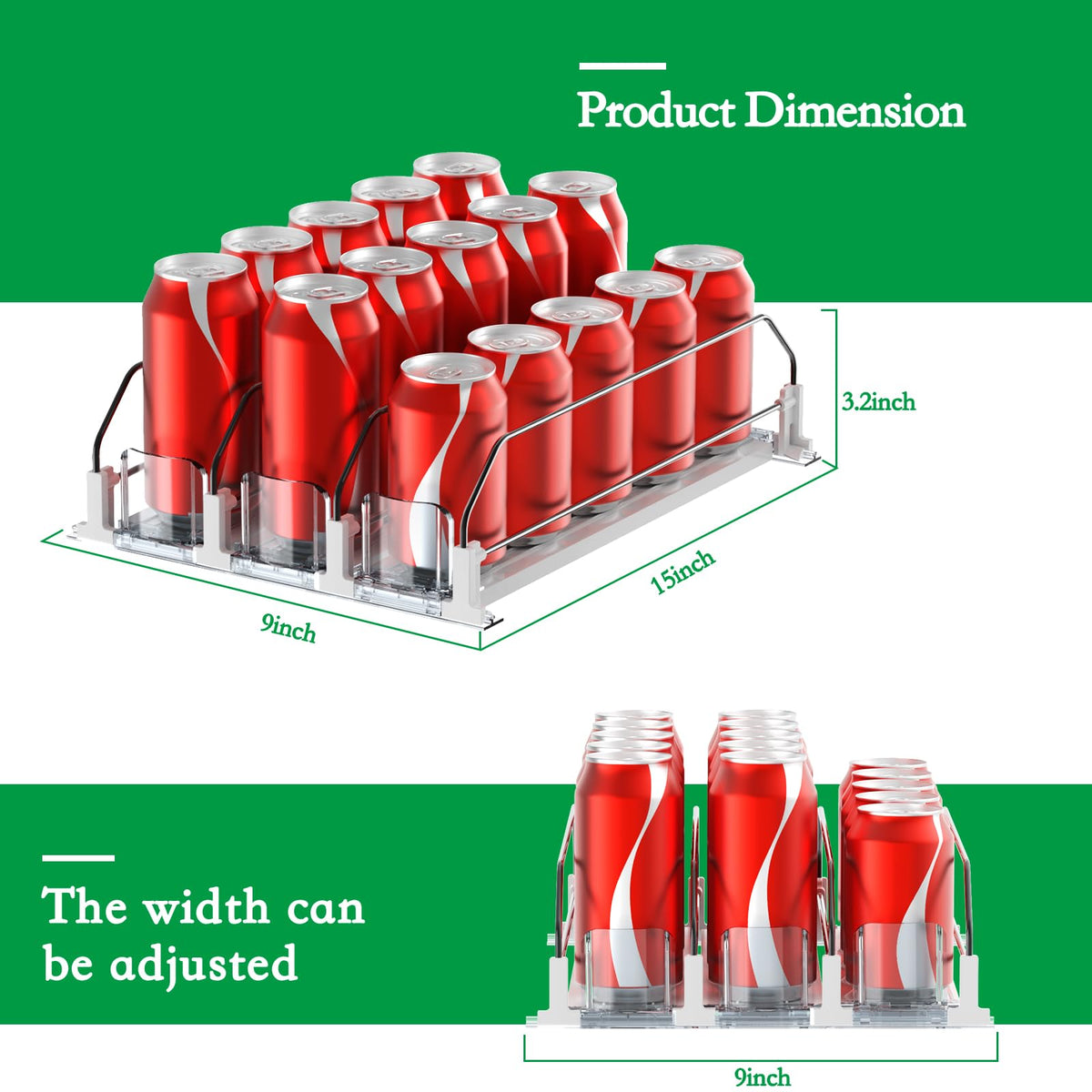 SZNLZQ drink organizer fridge pusher installed on shelf demonstrates secure glide.