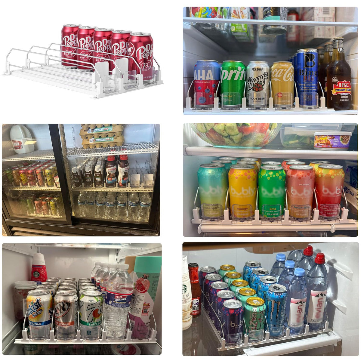 SZNLZQ drink organizer fridge pusher side detail highlights slim, space-saving profile.