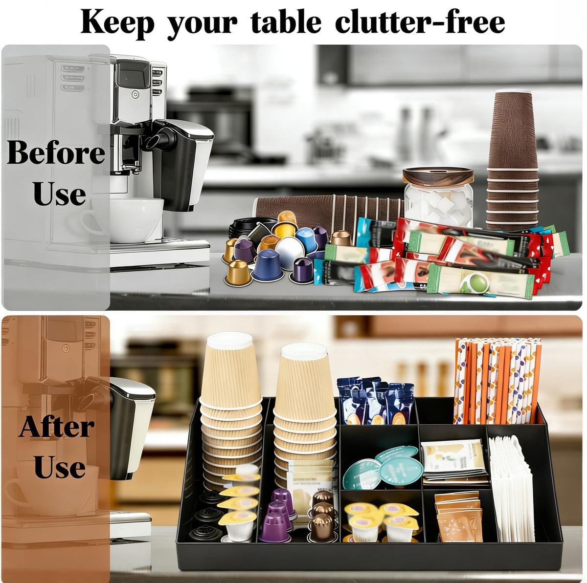 SZQINJI black coffee condiment rack with a clean, modern look