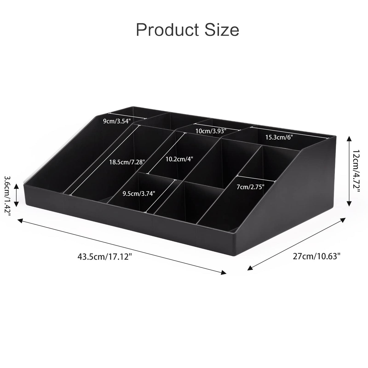 SZQINJI durable 10-compartment coffee station organizer with a sleek black finish