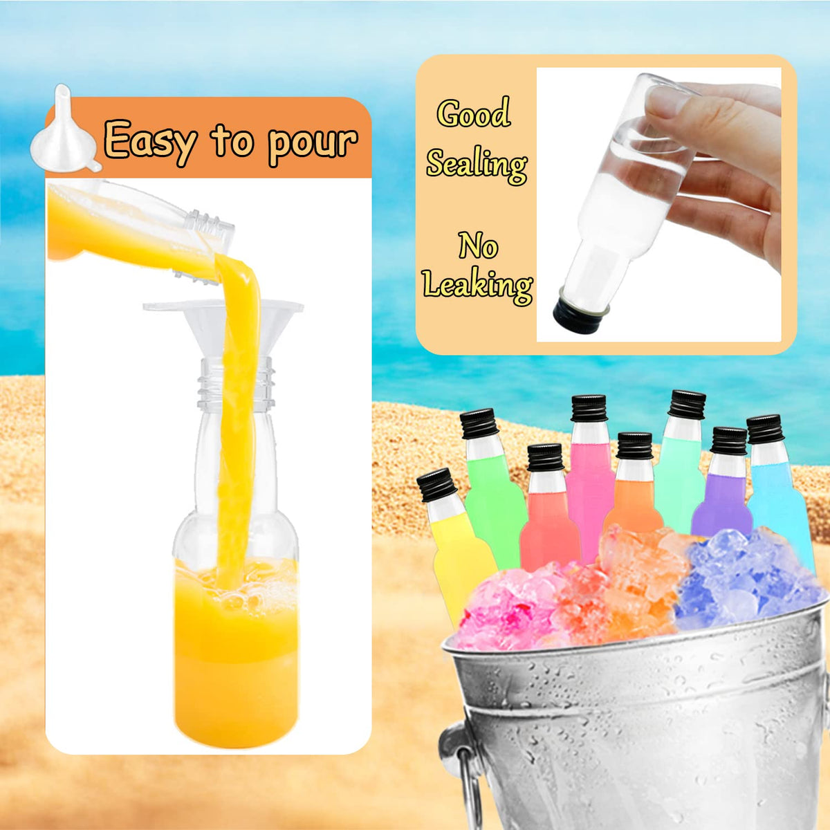 Szsrcywd mini bottles with funnels ensure precise pouring during events.