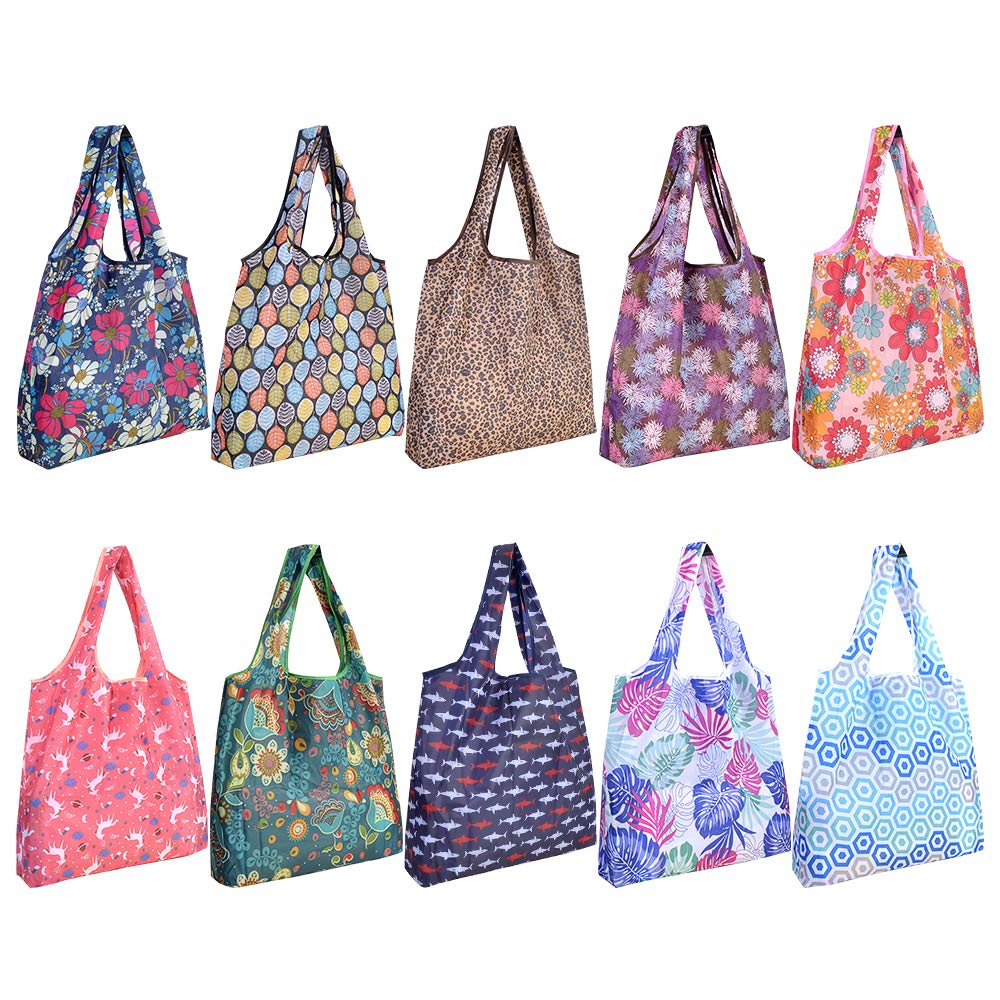 SZUAH reusable bag folded in built-in pouch for easy carry.