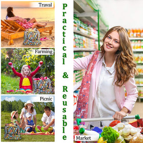 SZUAH bag open with groceries showing spacious interior.