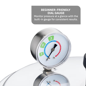 T-Fal 22Qt canner handling vegetables and meats for low-acid canning.