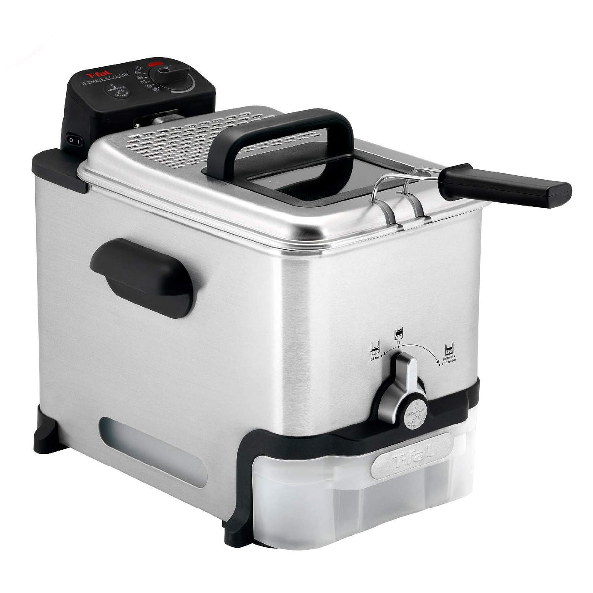 T-Fal 3.5L deep fryer with stainless steel exterior for durability and modern style.