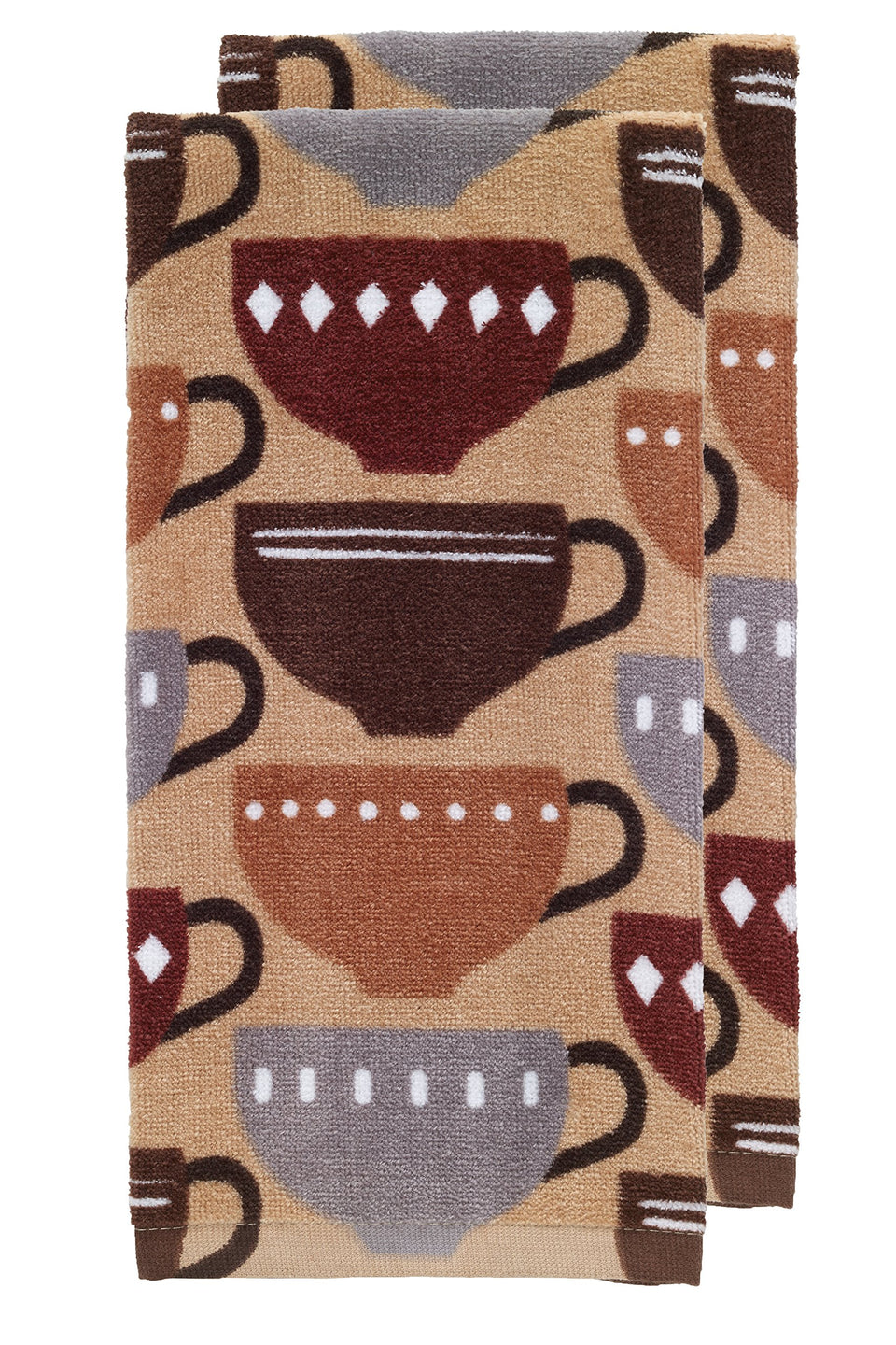 T-Fal coffee towel with bold print aiding quick drying and kitchen style.