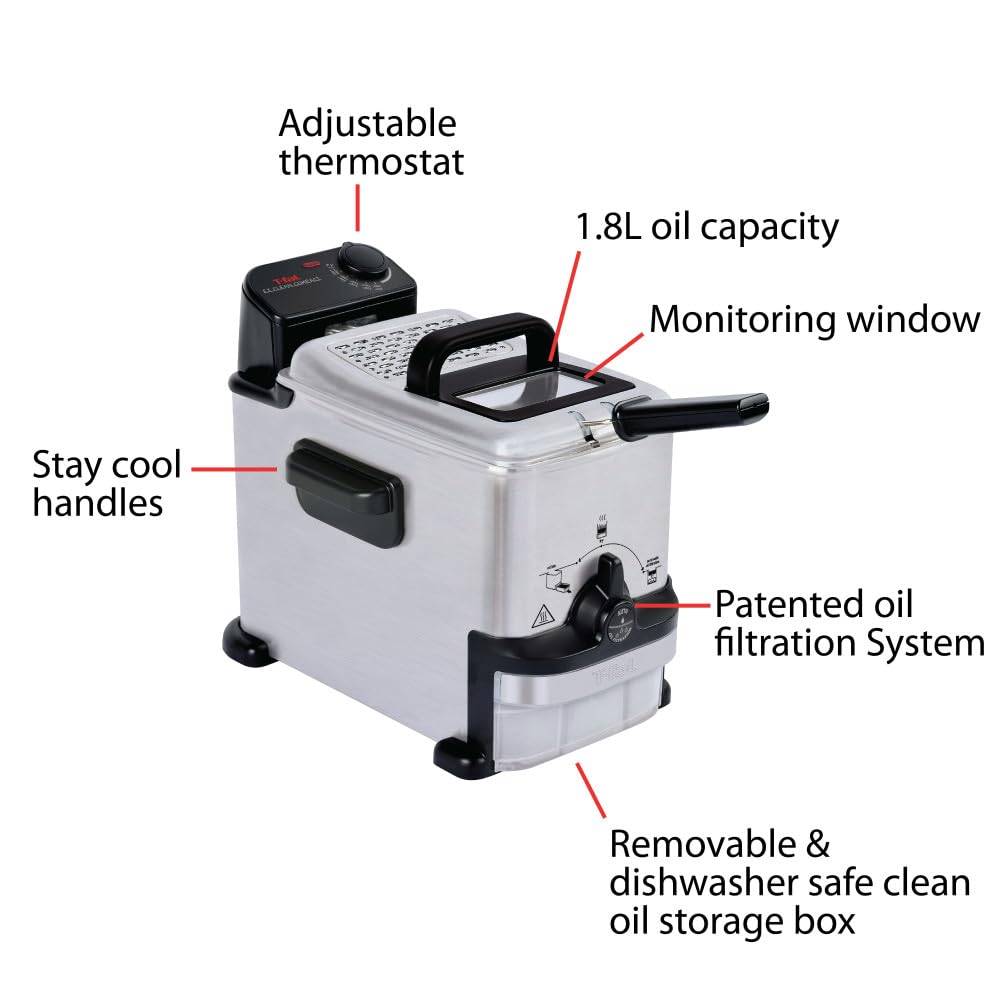 T-Fal 1.8 liter oil capacity suitable for family meals.