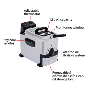T-Fal 1.8 liter oil capacity suitable for family meals.
