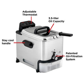 T-Fal locking lid minimizes oil splatter during frying.