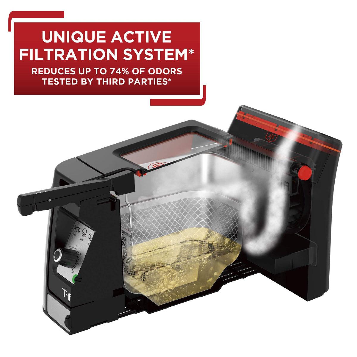 T-Fal Deep Fryer odor filtration reduces smells for a fresher kitchen during frying