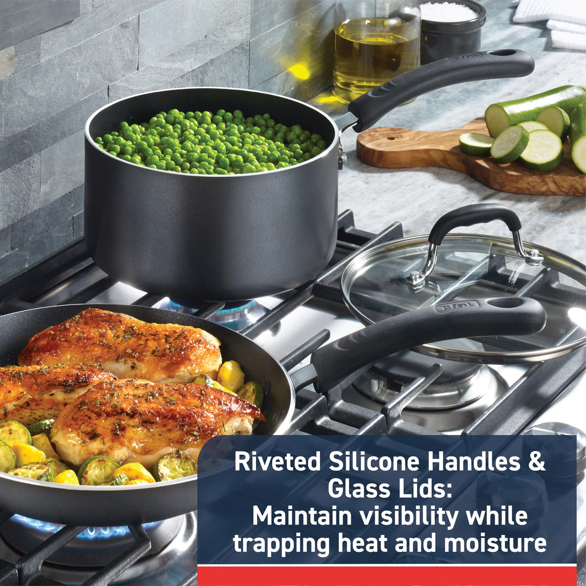 T-Fal Experience non-stick fry pan stainless steel base ensures even heat distribution.