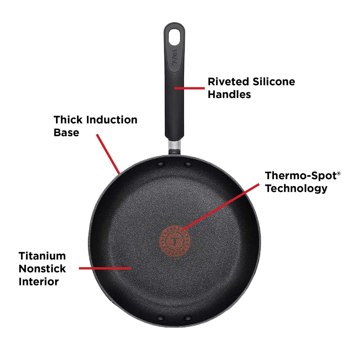 Riveted silicone handles on the T-Fal Experience pan for secure grip