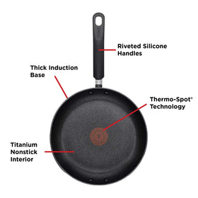 Riveted silicone handles on the T-Fal Experience pan for secure grip