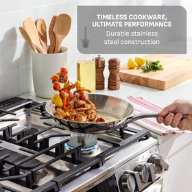 T-Fal Gourmet riveted pan handles provide secure grip during cooking
