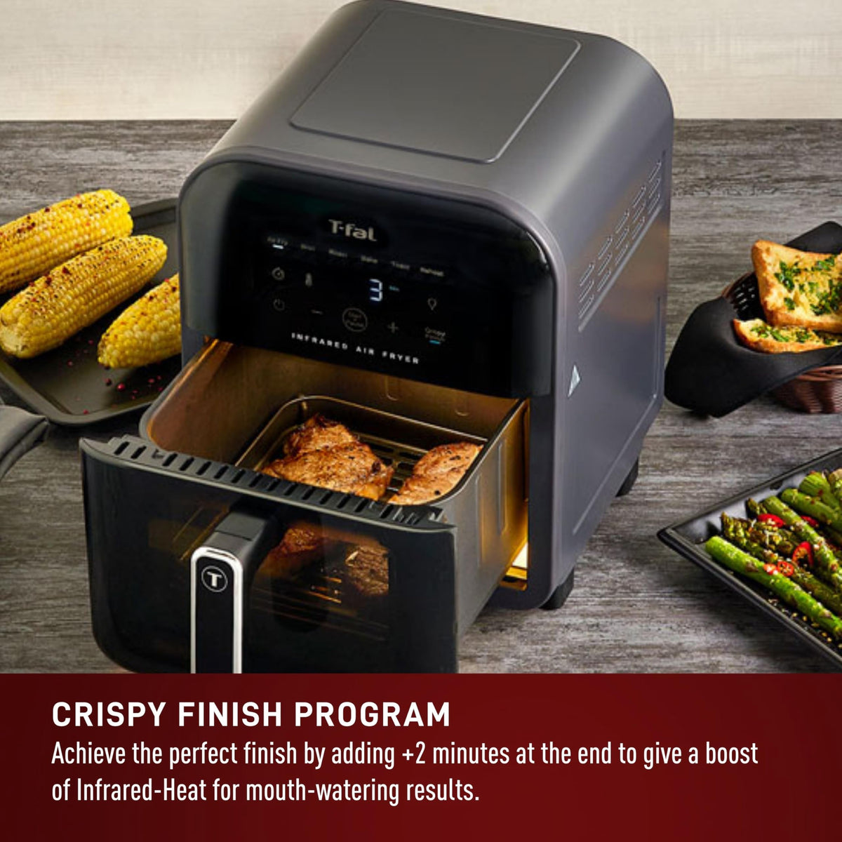 T-Fal Infrared Air Fryer 6 qt capacity ready for family meals