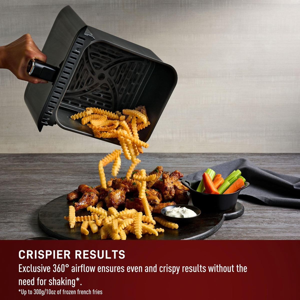 T-Fal Infrared Air Fryer basket inside for even cooking and easy access