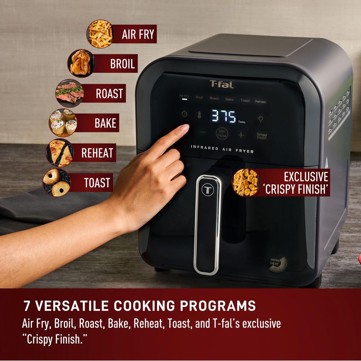 T-Fal Infrared Air Fryer quiet operation during cooking