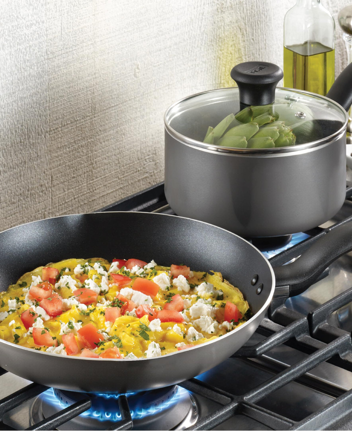 T-Fal Initiatives cookware oven safe up to 350F.