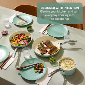 T-Fal Inspire ceramic nonstick release highlights simple egg and pancake cooking