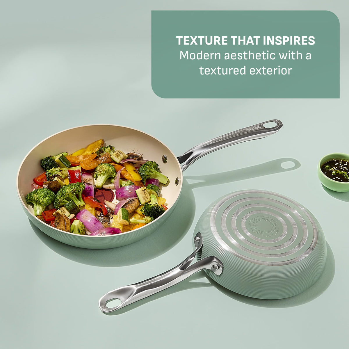 Thermo-Spot heat indicator on T-Fal Inspire helps preheat for consistent results