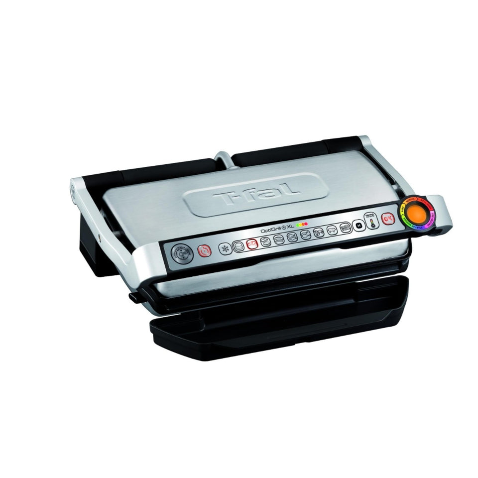 T-Fal OptiGrill XL open lid showing a roomy cooking surface for family meals