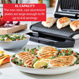T-Fal OptiGrill XL six serving capacity supports weeknight dinners